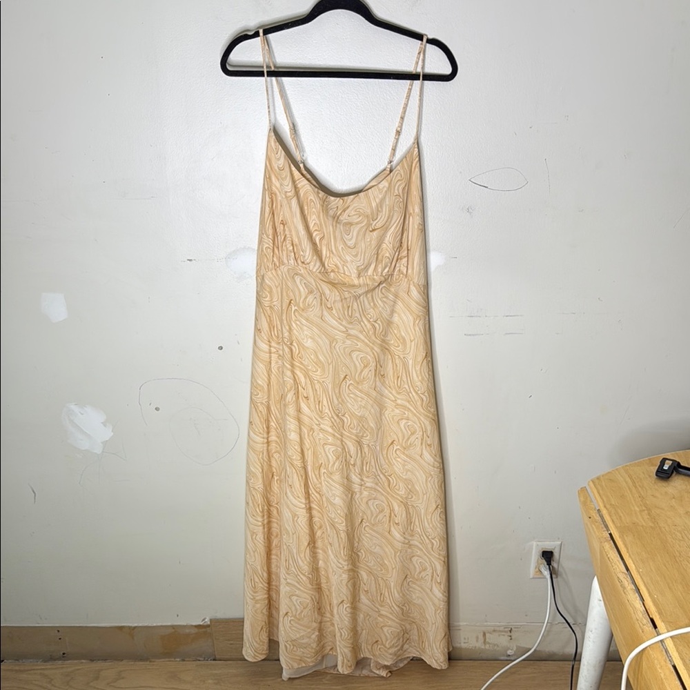 Beige Marble-Print Slip Dress - Women